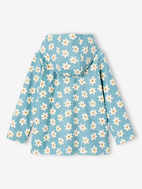 Printed hooded raincoat for girls green+multicoloured+navy blue+vanilla 
