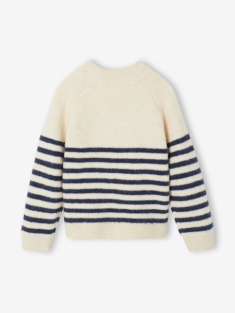 Jumper for girls ecru+navy blue 