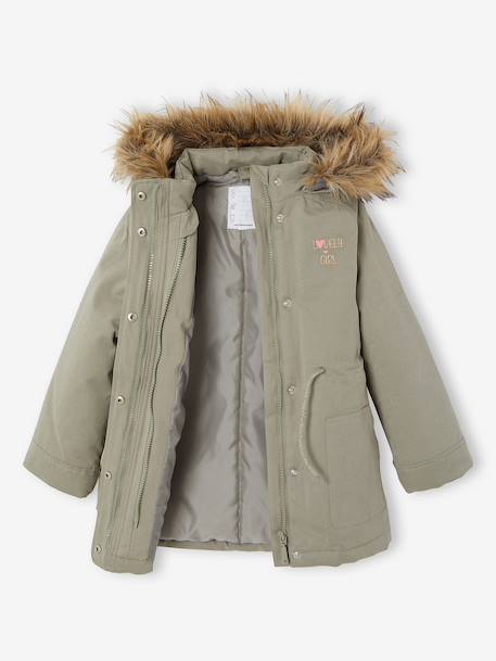 3-in-1 Parka with Hood for Girls black+GREEN DARK SOLID+grey green+khaki+PURPLE MEDIUM SOLID+sage 