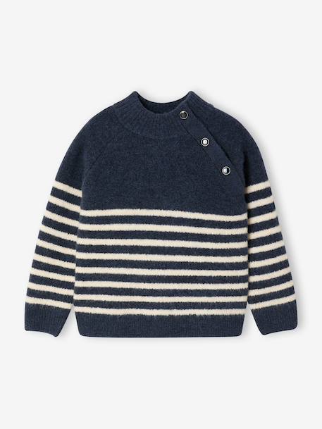 Jumper for girls ecru+navy blue 