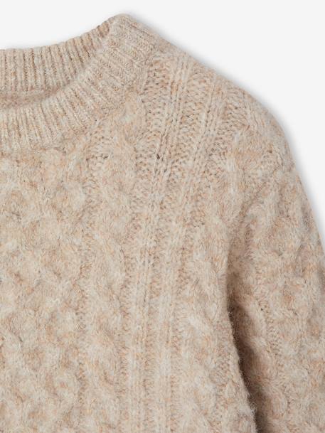 Long-sleeved cable knit jumper for boys marl beige 