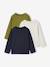Pack of 3 long-sleeved T-shirts for boys green+royal blue 