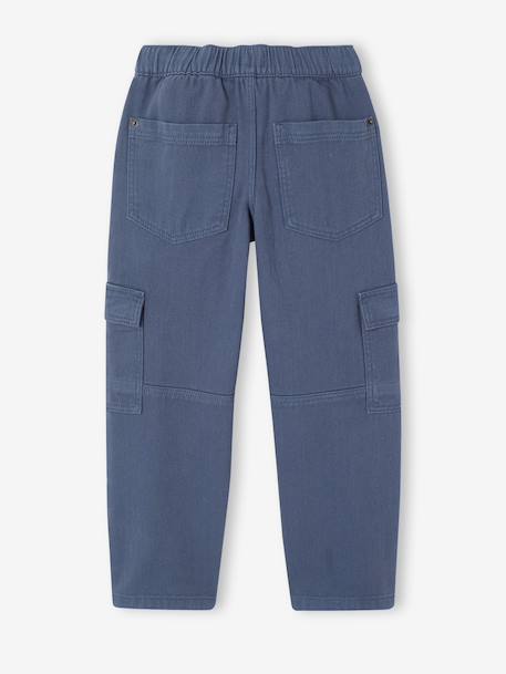 Cargo trousers for boys denim blue+olive 