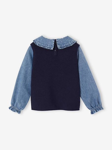 2-in-1 jumper for girls lilac+navy blue+tomato red 