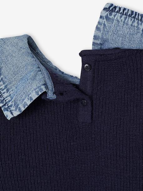 2-in-1 jumper for girls lilac+navy blue+tomato red 