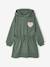 Short hooded dress for girls green+marl grey+navy blue 