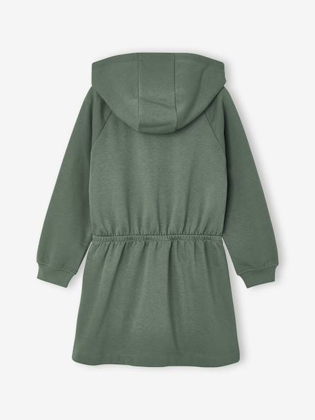 Short hooded dress for girls green+marl grey+navy blue 