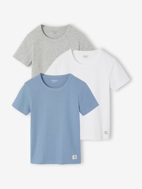Pack of 3 short-sleeved T-shirts for boys sky blue 