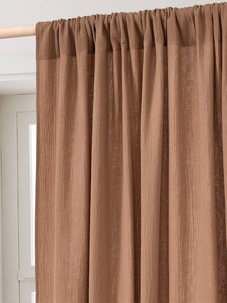 Semi-sheer Rod Pocket Curtain in Cotton Gauze cinnamon+ecru+grey blue+mocha+rose+rosy+sage green+white 