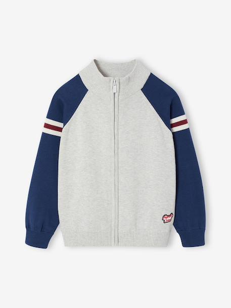 Zip-up cardigan with high neck for boys marl grey 