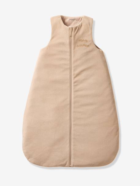 Corduroy baby sleep bag clay beige+sage green 
