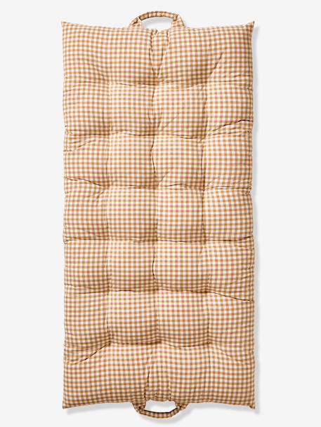 Cotton gingham floor mattress mocha 