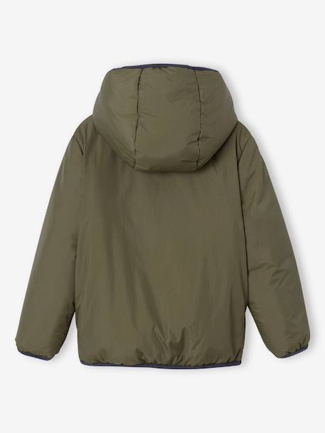 Reversible hooded jacket for boys khaki 