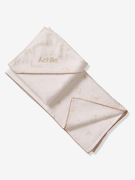 Bath cape and muslin gift set ecru 