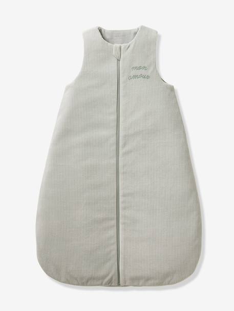 Corduroy baby sleep bag clay beige+sage green 