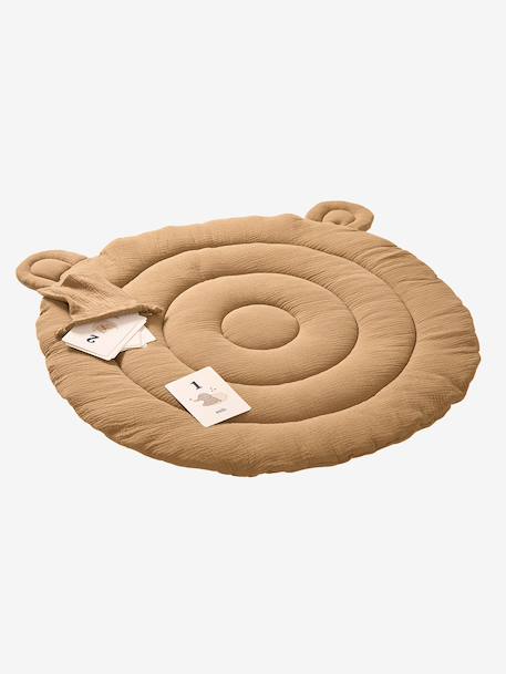 Baby photo mat in cotton muslin mocha 