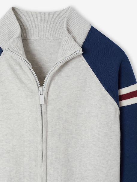 Zip-up cardigan with high neck for boys marl grey 