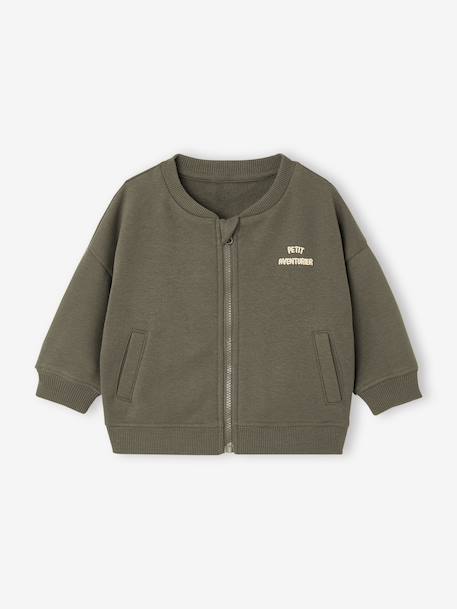 Zip-up cardigan for baby khaki 