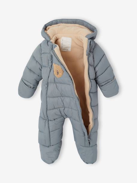 Padded pramsuit for newborn boys sage green 