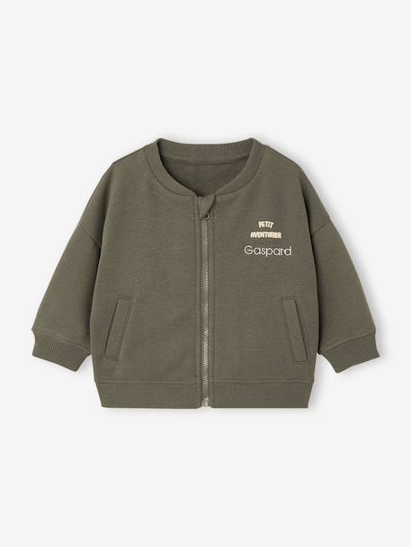 Zip-up cardigan for baby khaki 