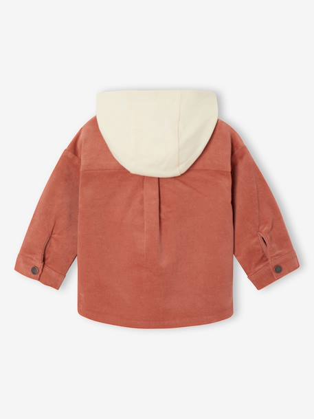 Hooded overshirt for baby terracotta 