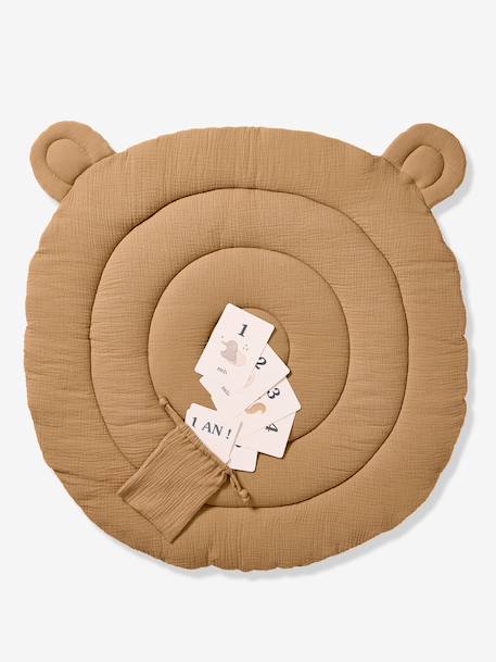 Baby photo mat in cotton muslin mocha 