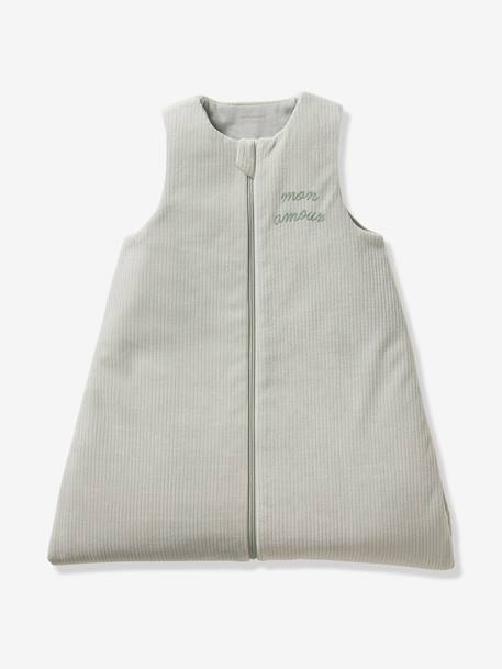 Corduroy baby sleep bag clay beige+sage green 
