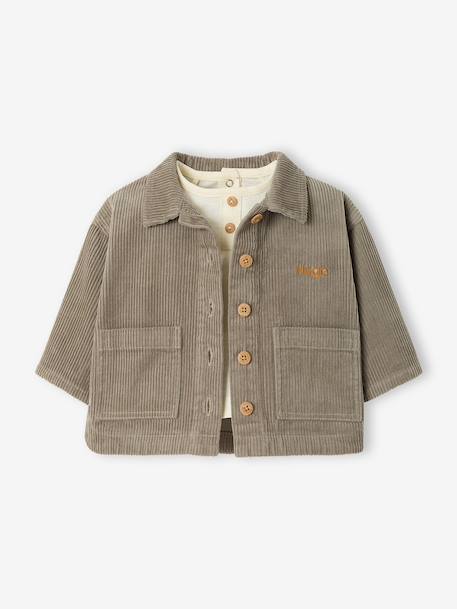 Shirt overshirt and T-shirt set for baby khaki 