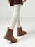 Girls' leather and glitter boots, nursery collection camel+navy blue 
