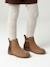 Girls' leather and glitter boots, nursery collection camel+navy blue 