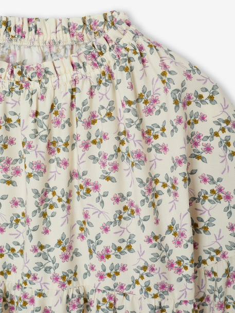 Printed blouse for girls anthracite+vanilla 