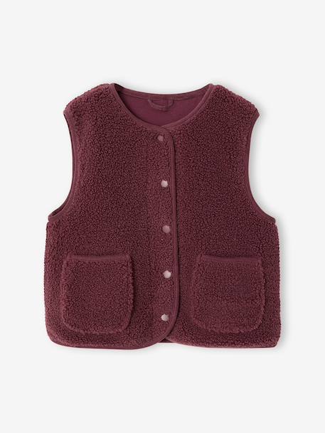 Sleeveless Sherpa Jacket for Girls blush+plum+vanilla 