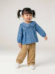 Baby- Wide-Leg Coloured Trousers with Tie Belt for Baby Girls