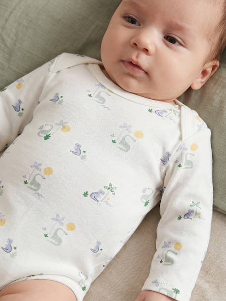 Pack of 5 long-sleeved bodysuits for baby boys ecru 
