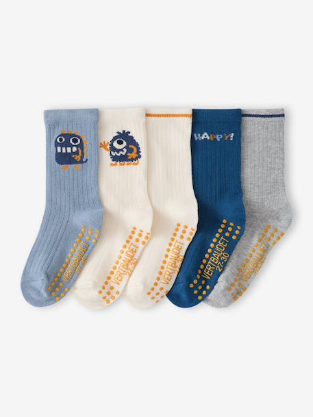 Pack of 5 socks for boys grey blue 