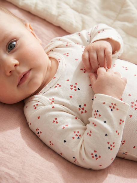 Pack of 3 long-sleeved bodysuits for baby ecru 