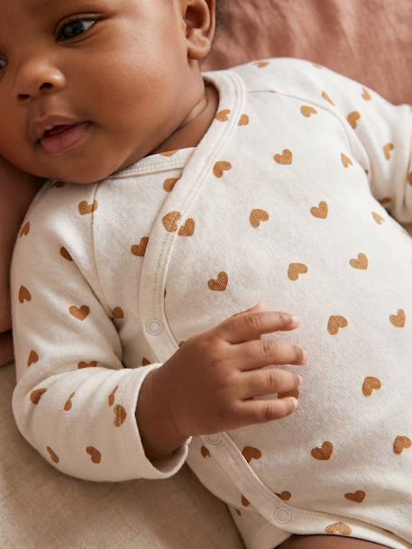 Pack of 5 long-sleeved bodysuits for newborn girls ecru 