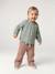 Wide Trousers in Corduroy with Flowers Belt for Babies beige+old rose 