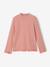 Roll-neck top for girls ecru+old rose 