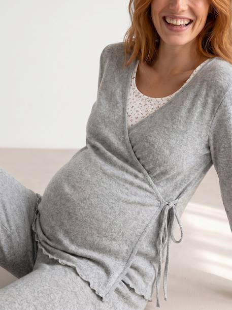 3-piece maternity and nursing pyjamas marl grey 