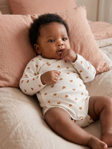 Pack of 5 long-sleeved bodysuits for newborn girls ecru 