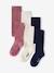 Pack of 3 Pairs of Tights for Girls BLUE DARK TWO COLOR/MULTICOL+cinnamon+Grey+mauve+navy blue+old rose+plum+rosy 