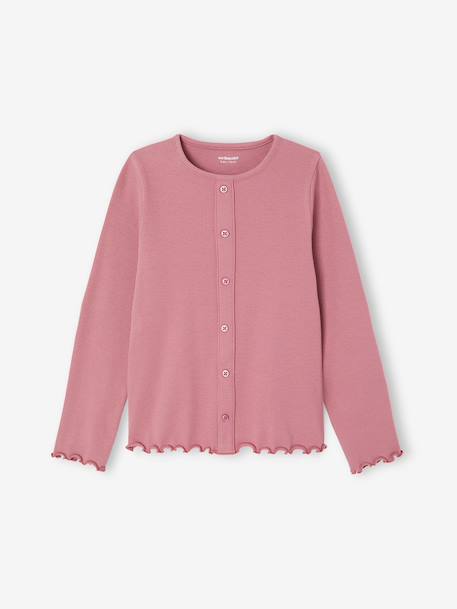 Long-sleeved T-shirt for girls ecru+mauve+taupe 
