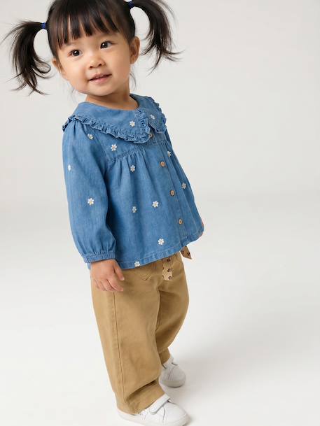 Denim blouse with long sleeves for baby girls stone 