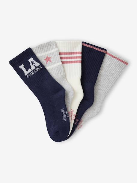 Pack of 5 sports socks for girls marl grey 