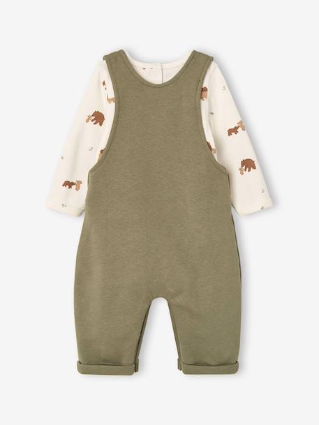 Dungaree set and bodysuit for newborn khaki 