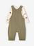 Dungaree set and bodysuit for newborn khaki 