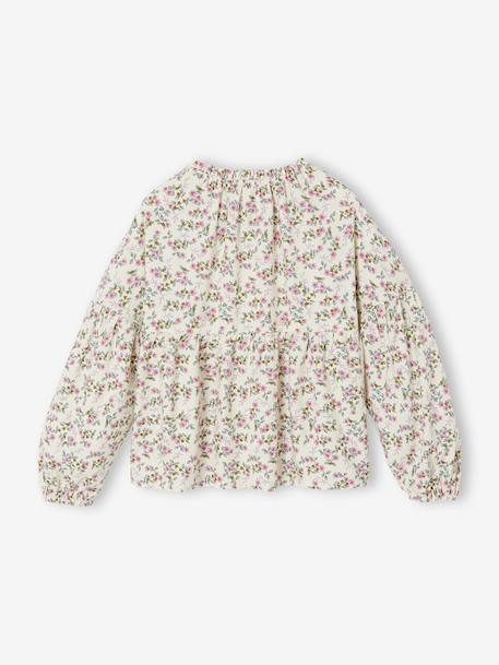 Printed blouse for girls anthracite+vanilla 