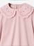 Long-sleeved T-shirt for girls ecru+pale pink 
