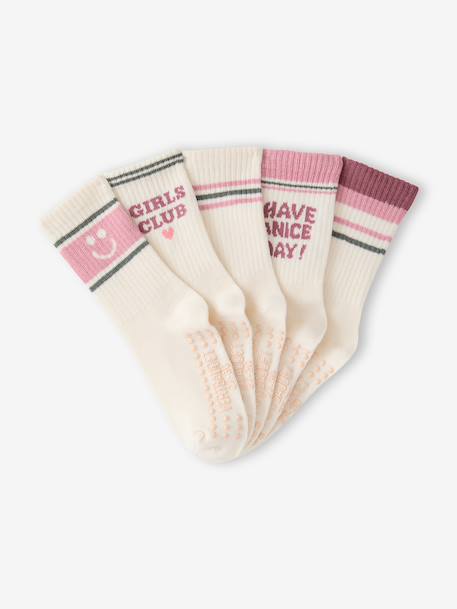 Pack of 5 socks for girls ecru 